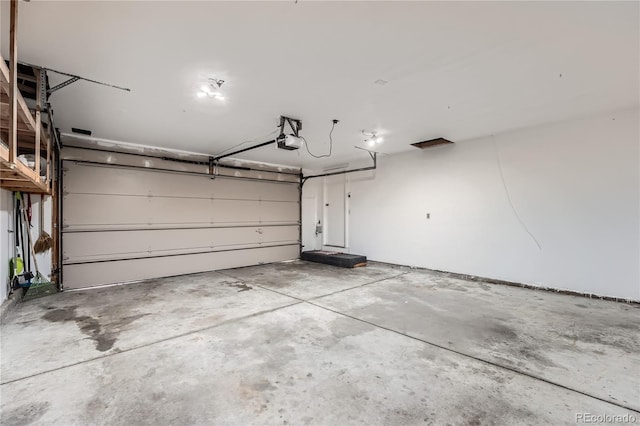 garage with a garage door opener