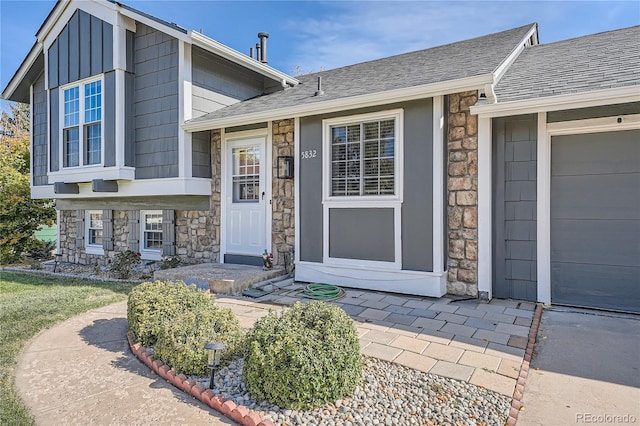 property entrance featuring a garage