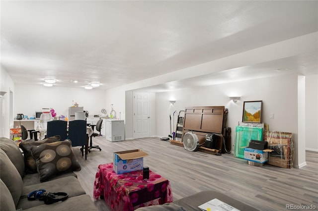 living room with light wood-type flooring