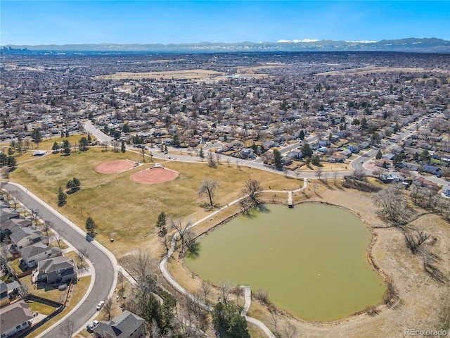 aerial view with a mountain view