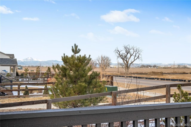 balcony featuring a mountain view