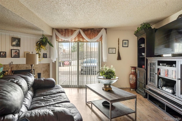 995 Holli Springs Ln, Colorado Springs, CO 80907 - living area with a textured ceiling and wood finished floors