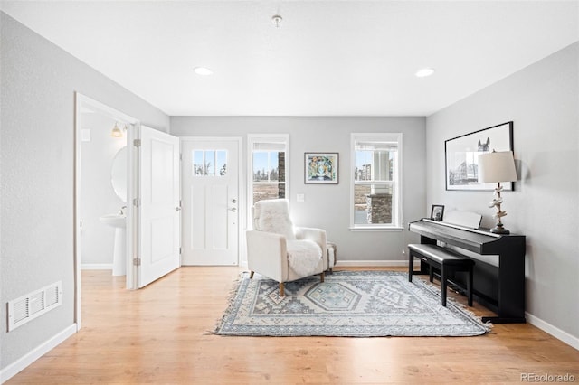 living area featuring light hardwood / wood-style floors