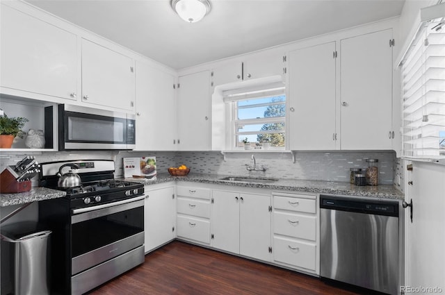 kitchen featuring sink, white cabinets, and appliances with stainless steel finishes