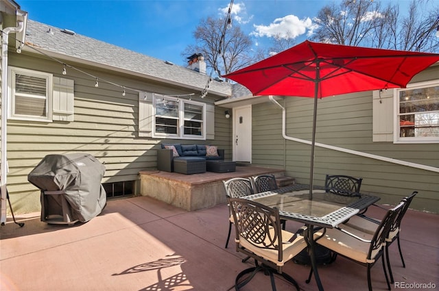 view of patio / terrace featuring grilling area and an outdoor hangout area