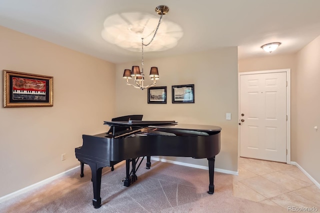 3544 Dyanna Dr, Thornton, CO 80241 - living area with a chandelier, light tile patterned floors, and light carpet