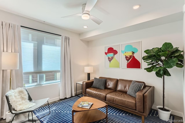 2120 N Downing St Unit 216, Denver, CO 80205 - living area with ceiling fan, plenty of natural light, and recessed lighting