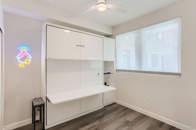 2120 N Downing St Unit 216, Denver, CO 80205 - mudroom with a ceiling fan and dark wood-style floors