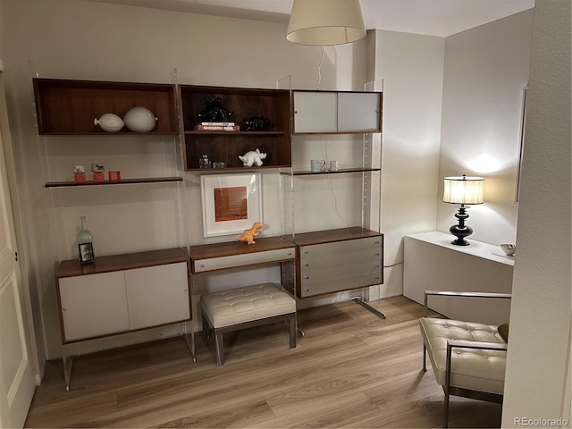 living area featuring light wood-style flooring