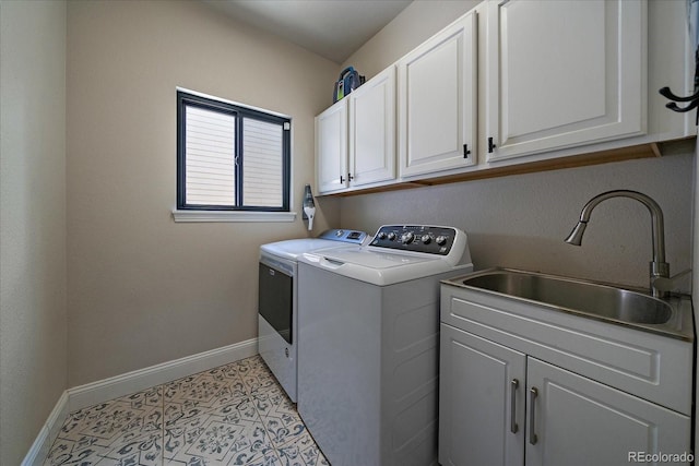 10701 Flagler Dr, Parker, CO 80134 - laundry area with independent washer and dryer, cabinet space, and baseboards