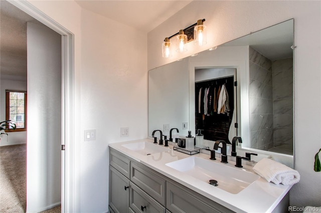 full bathroom featuring a sink and double vanity