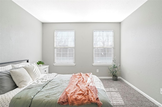 bedroom featuring multiple windows and carpet flooring