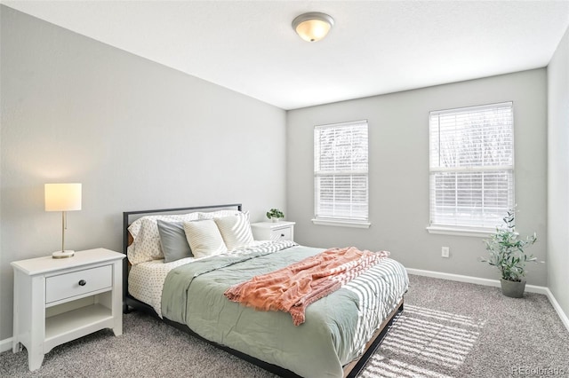 bedroom with light carpet