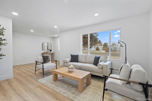 living room featuring light hardwood / wood-style flooring