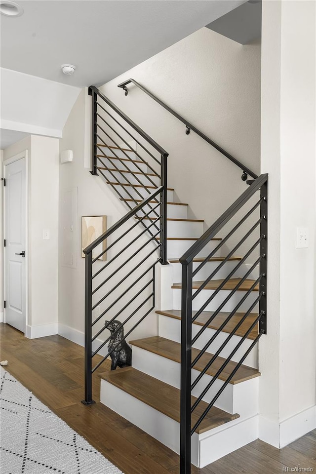 1305 Osceola St, Denver, CO 80204 - stairway with wood finished floors and baseboards