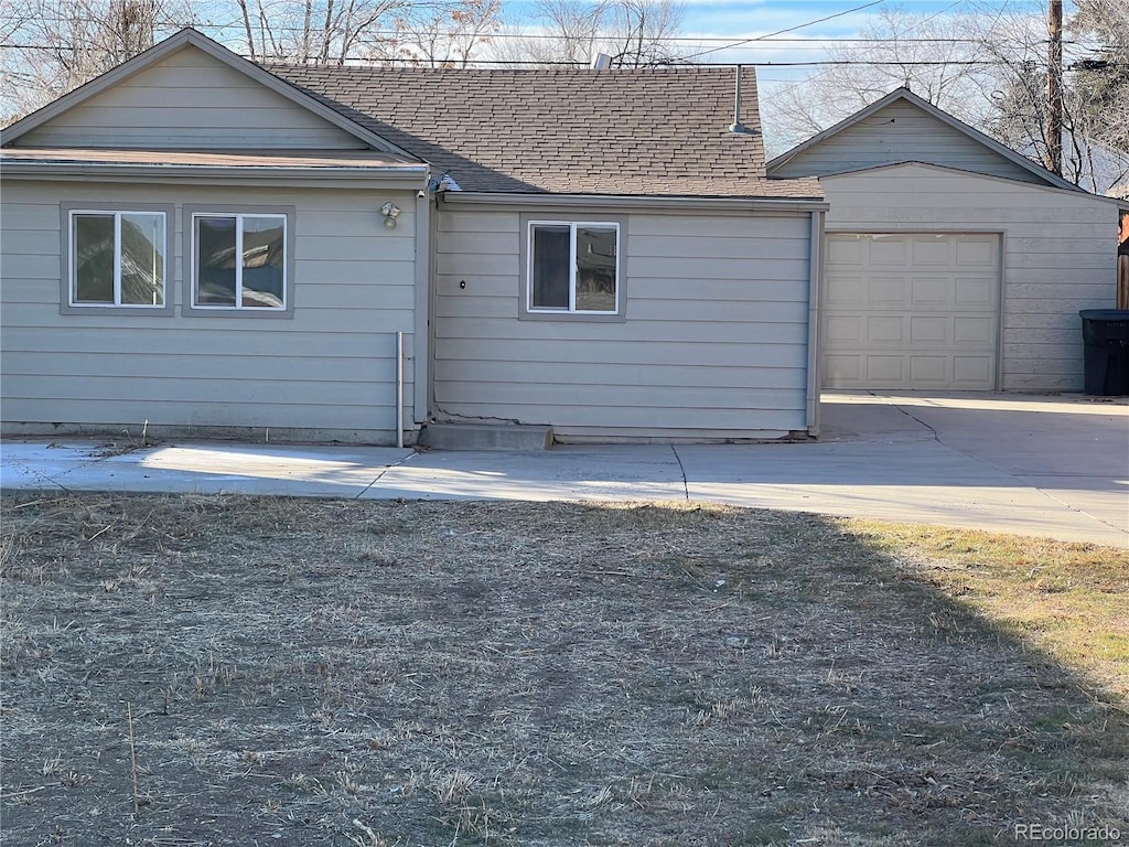 exterior space with a garage