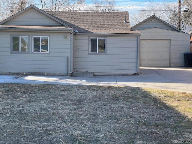 exterior space with a garage