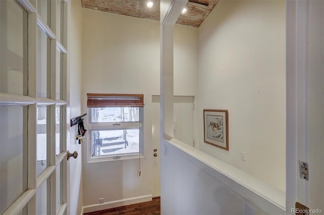 965 Four Oclock Rd, Breckenridge, CO 80424 - entryway featuring dark wood-style floors and wooden ceiling
