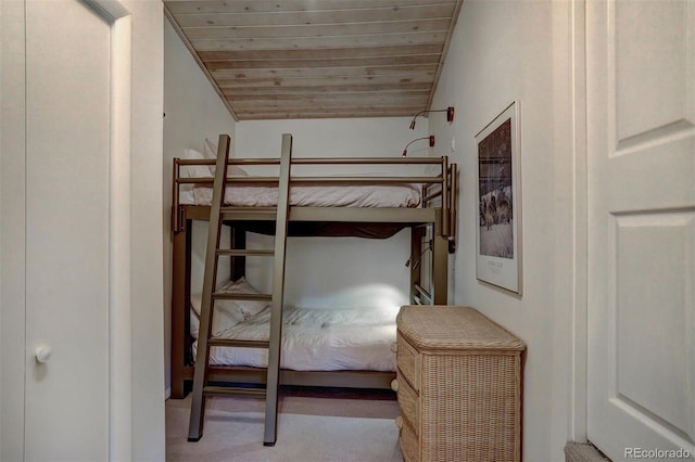 965 Four Oclock Rd, Breckenridge, CO 80424 - carpeted bedroom with wooden ceiling and vaulted ceiling