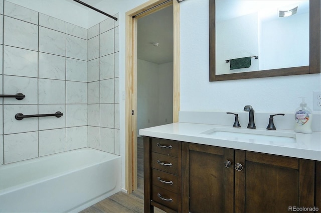 18340 S Lake Rd, Buena Vista, CO 81211 - full bathroom featuring vanity, tub / shower combination, and wood finished floors