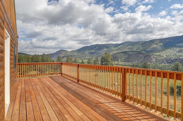 18340 S Lake Rd, Buena Vista, CO 81211 - wooden terrace featuring a mountain view