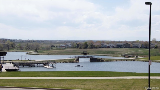 dock area featuring a water view