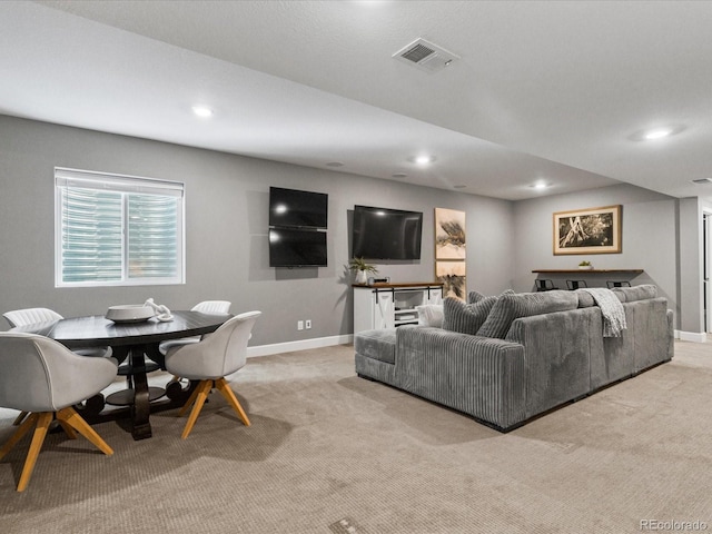 5716 Boston Ct, Denver, CO 80238 - living room featuring light carpet, baseboards, and recessed lighting