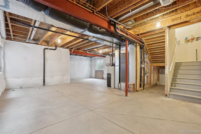 basement with gas water heater