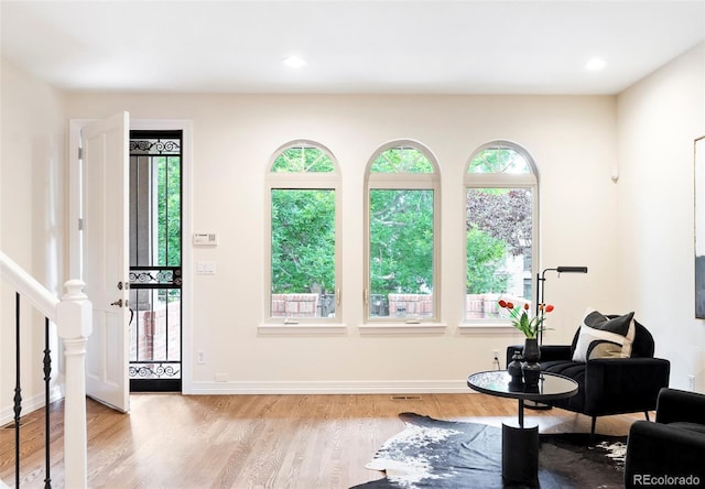 538 Cook St, Denver, CO 80206 - living area with light wood finished floors and recessed lighting