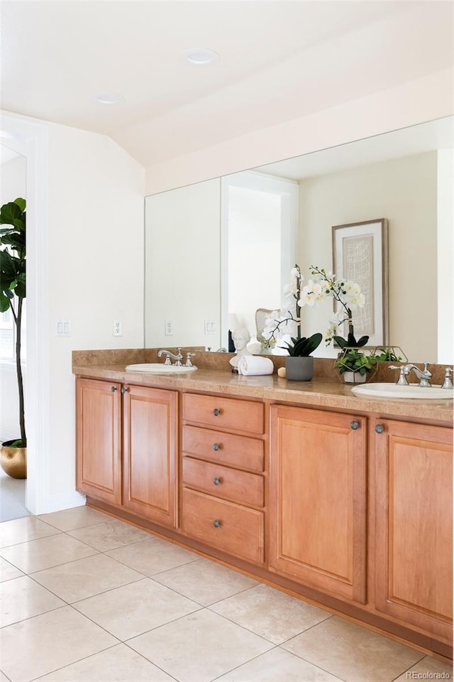 538 Cook St, Denver, CO 80206 - full bathroom featuring double vanity and tile patterned floors