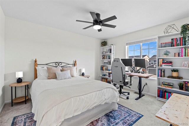 21 N Edge Cliff St, Castle Rock, CO 80104 - carpeted bedroom featuring an office area, baseboards, and a ceiling fan