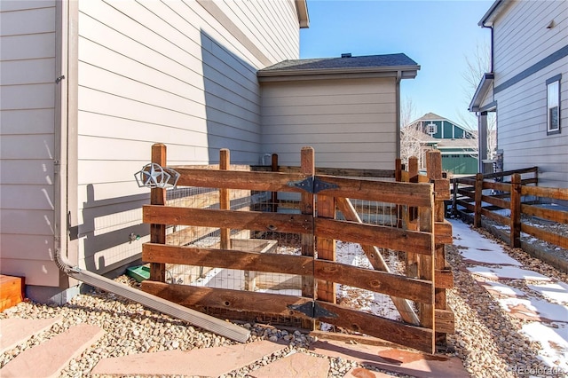 view of snow covered deck