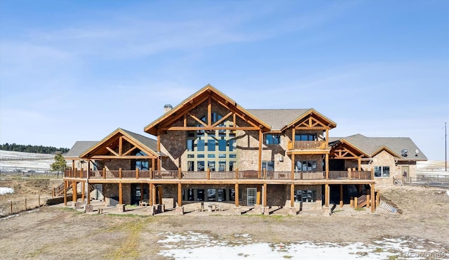 view of snow covered property