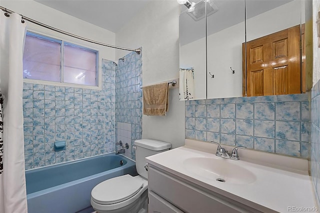 920 Emerson Cir, Northglenn, CO 80233 - full bathroom with shower / bath combo with shower curtain, vanity, and tasteful backsplash