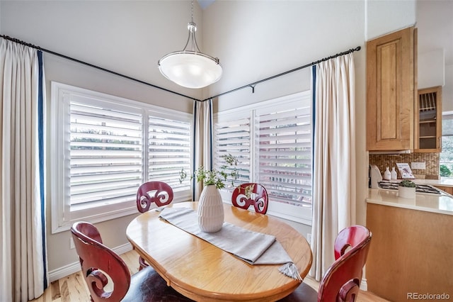 dining space featuring light hardwood / wood-style floors