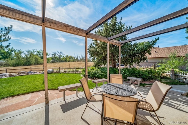 view of patio featuring a pergola