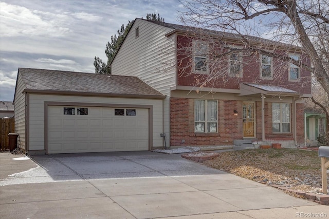 view of front facade featuring a garage