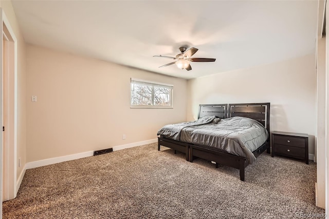 bedroom with carpet floors and ceiling fan