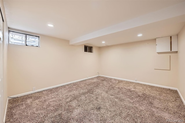 basement with carpet