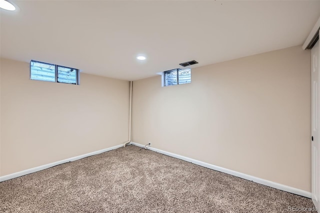 basement with carpet