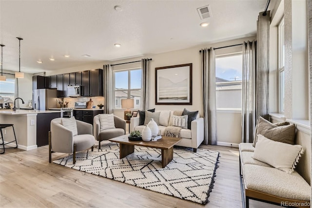 living room featuring light hardwood / wood-style flooring