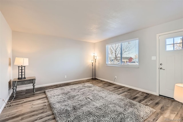 foyer entrance featuring plenty of natural light and hardwood / wood-style floors