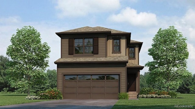 8464 Frasco Dr, Fountain, CO 80817 - view of front of house with an attached garage, driveway, and a front yard