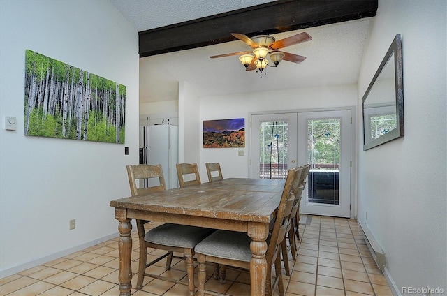 30600 County Road 371, Buena Vista, CO 81211 - dining area with french doors, light tile patterned floors, a ceiling fan, and a baseboard radiator
