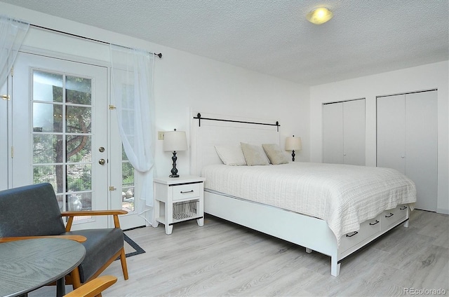 30600 County Road 371, Buena Vista, CO 81211 - bedroom featuring light wood-style flooring, a textured ceiling, and two closets