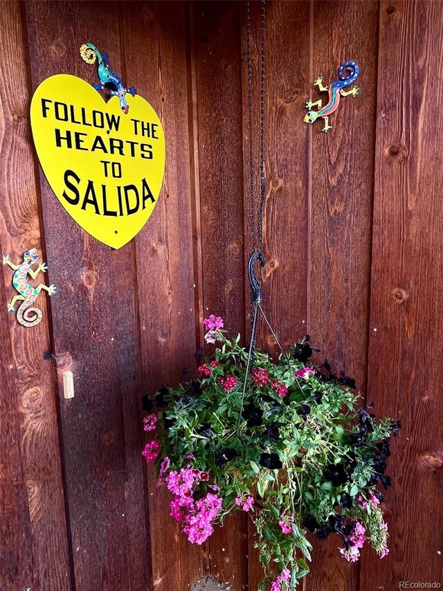 details featuring wood walls