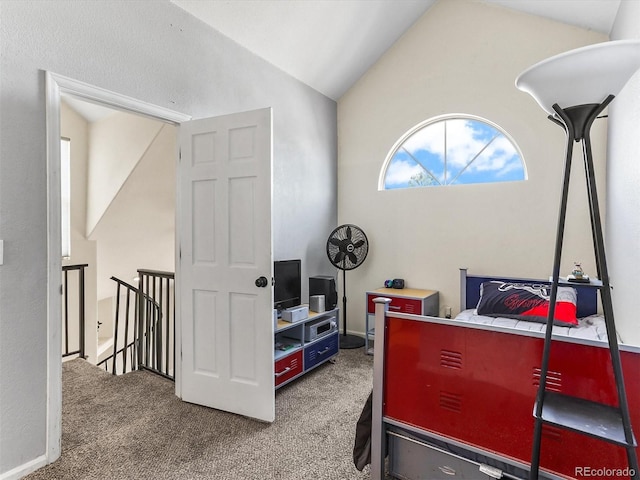 8361 S Upham Way Unit 209, Littleton, CO 80128 - carpeted bedroom featuring vaulted ceiling