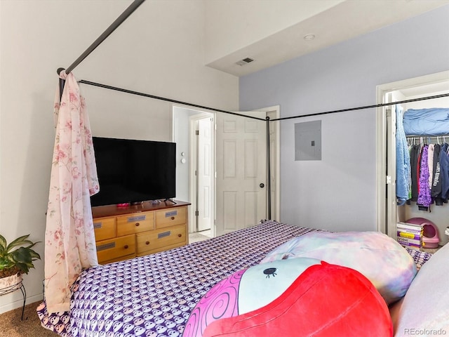 8361 S Upham Way Unit 209, Littleton, CO 80128 - bedroom featuring electric panel, carpet, and a closet