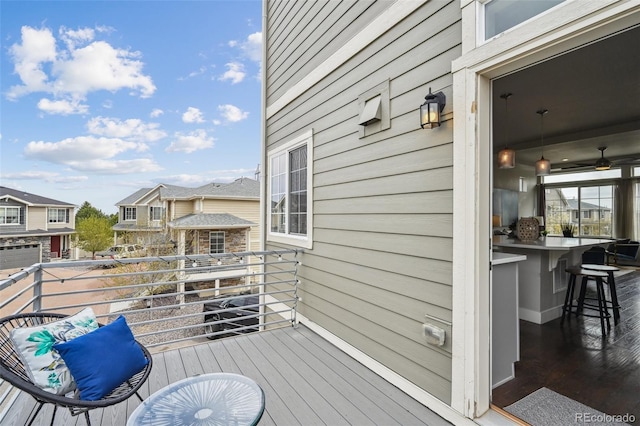 deck with outdoor dry bar