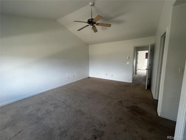 2005 W 86th Ave, Denver, CO 80260 - spare room with lofted ceiling, a ceiling fan, and carpet flooring